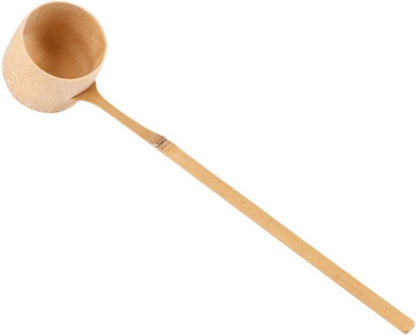Natural  water ladle Japanese Water Ladle Handmade Long Handle Water Bailer Dipper Garden Tea Spoon for Kitchen kitchen water ladles Utensils long handle water scoop (Brown)