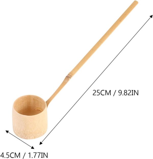 Natural  water ladle Japanese Water Ladle Handmade Long Handle Water Bailer Dipper Garden Tea Spoon for Kitchen kitchen water ladles Utensils long handle water scoop (Brown) - Image 2