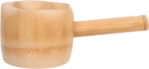 Long Handle Ladle Bamboo Spoon Watering Ladle Lotus Leaf Design Sturdy and Easy