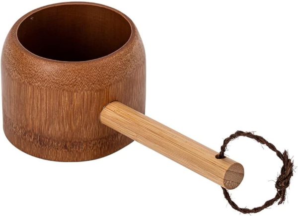 Bamboo Water Ladle, Japanese Tea Ceremony Ladle with Handle Bamboo Root Spoon for Garden, Kitchen, Bathroom