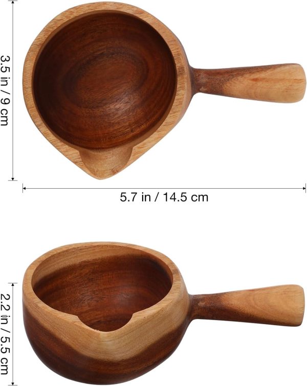 Wood Water Ladle Retro Wooden Bailer Wooden Rice Spoon Bath Salt Scoop Kitchen Serving Ladle Japanese Swater Ladle with Handle - Image 2