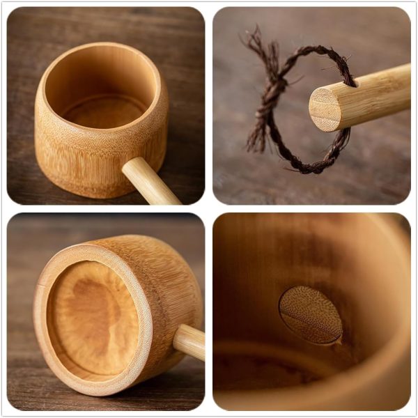 Bamboo Water Ladle, Japanese Tea Ceremony Ladle with Handle Bamboo Root Spoon for Garden, Kitchen, Bathroom - Image 2