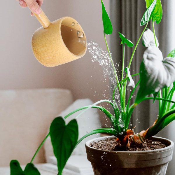 Portable Bamboo Water Ladle - Ergonomic Design for Tea Ceremonies, Bathing, and Garden Use, 8.26 Inch Long Handle, Khaki - Image 2