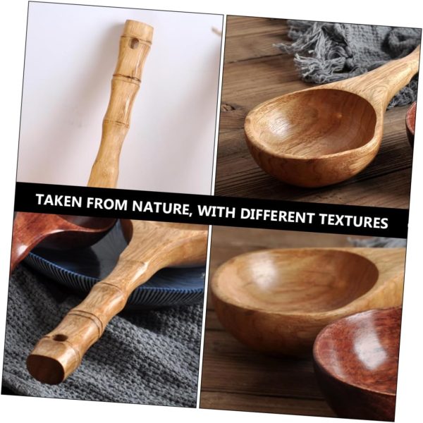 Bamboo Soup Spoon Chinese Style Bath Scoop for Vegetable Washing Cooking Pot Watering Large Capacity Ergonomic Handle - Image 2